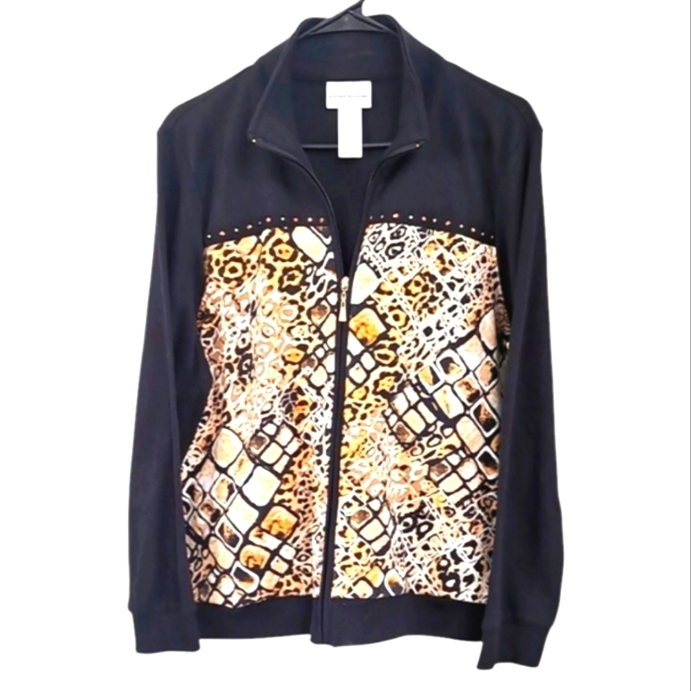 Alfred Dunner Black and Tan Blazer with Bold Design Size 12 - Picture 10 of 11